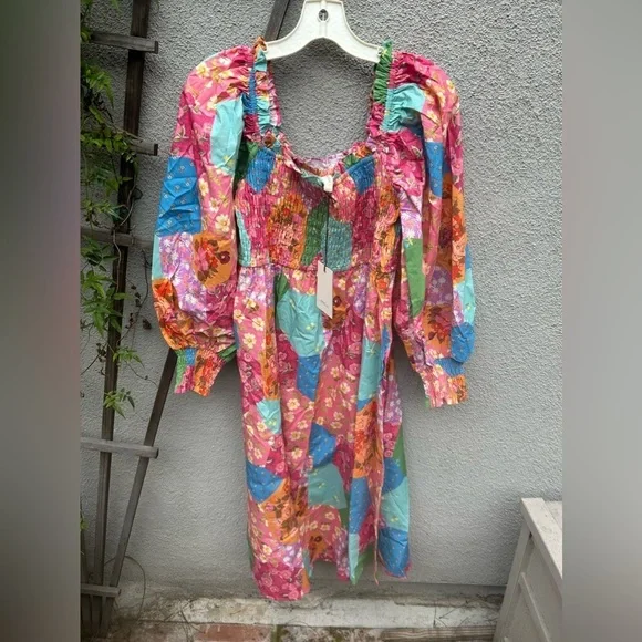 Spell Freda Shirred Midi Dress Lolly New With Tags!